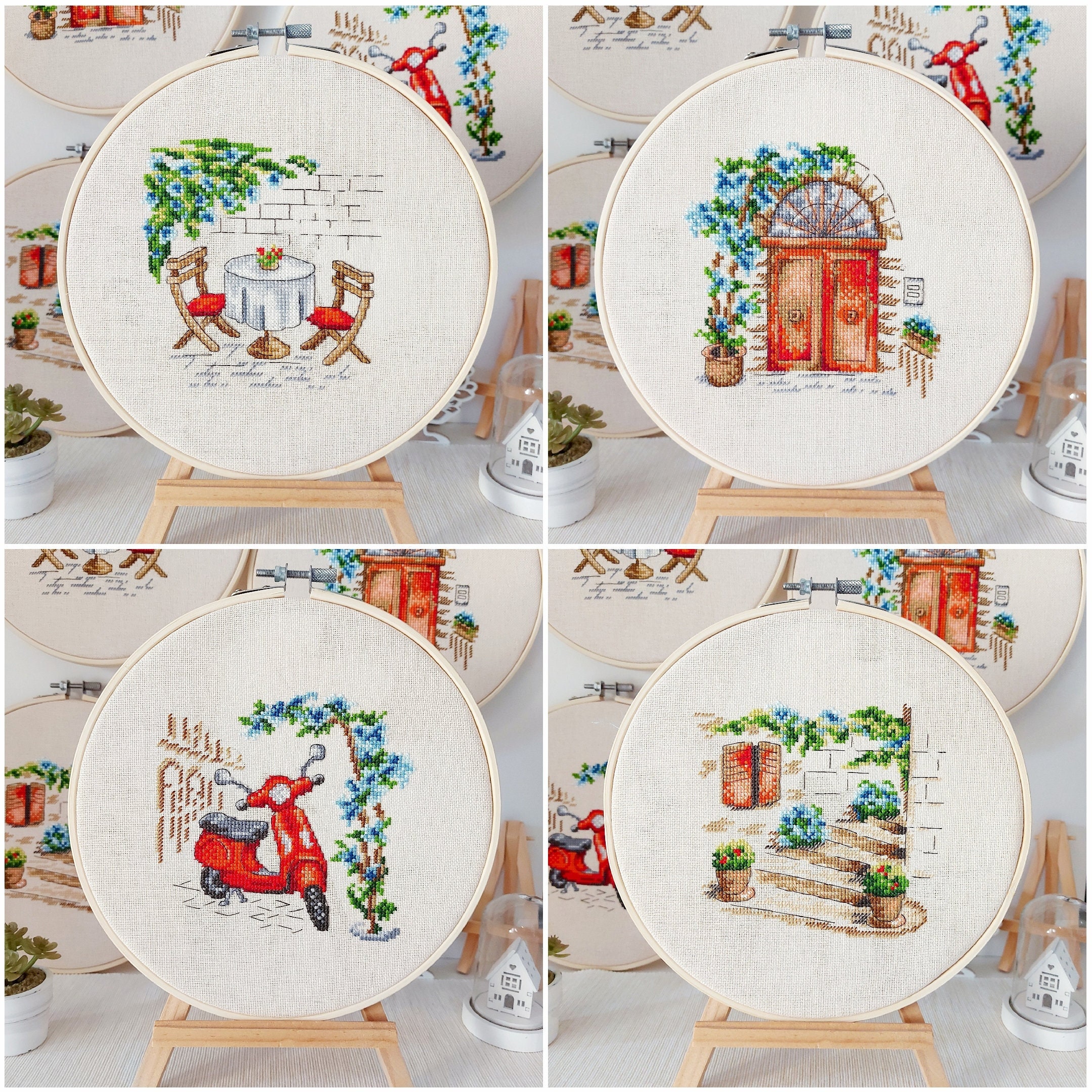 ROMAN HOLIDAY Set of 4 Cross Stitch Patterns - PDF Cross Stitch