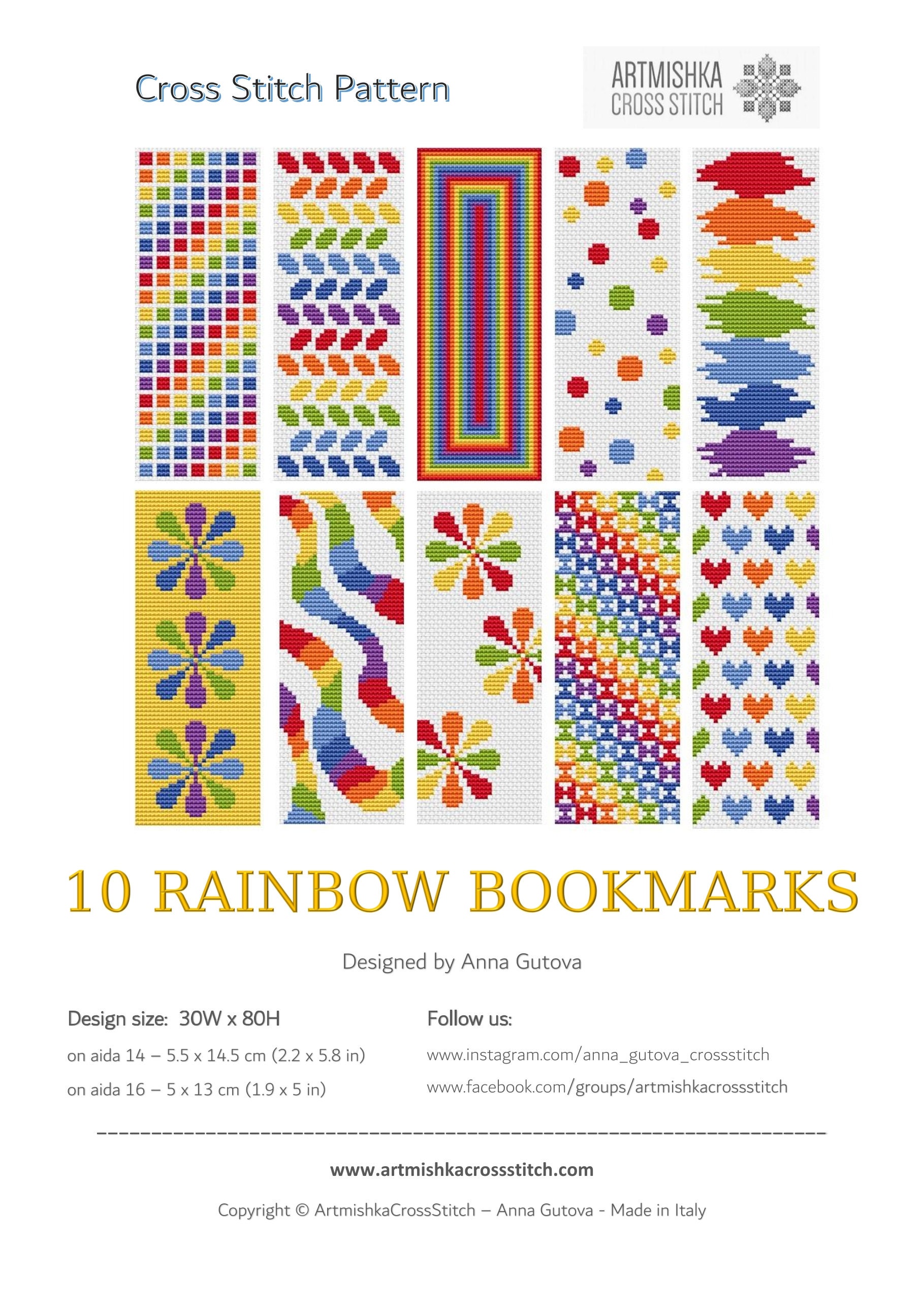 cross-stitch-bookmark-pattern-set-of-10-charts-rainbow-bookmarks-ebook-pdf-digital-download-stitching-guide-is-included-artmishka-etsy