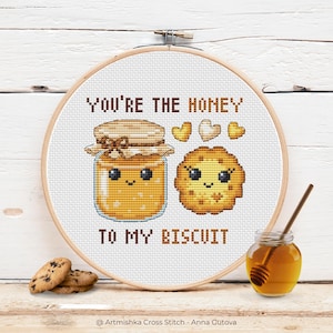 Patrón de punto de cruz "Eres la miel de mi galleta" - Tarjeta de San Valentín - Día de la Madre - Día del Padre - Te amo - PDF - Artmishka