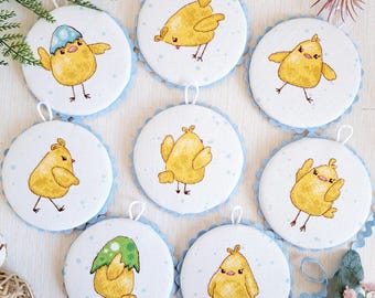 Set of 8 Easter Ornaments Chicks Cross Stitch Pattern - Happy Easter - Cute Chickens - Spring - PDF chart - Patterns Keeper - Artmishka