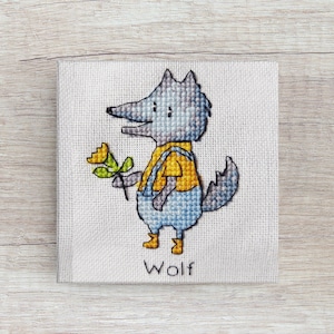 Loup Cross Stitch Pattern - PDF pattern - Alphabet animal doux ABC - Cross Stitch for Kids - Cross Stitch Chart Letters - Artmishka