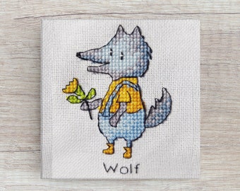 Wolf Cross Stitch Pattern - PDF pattern - Sweet animal alphabet ABC - Cross Stitch for Kids - Cross Stitch Chart Letters - Artmishka