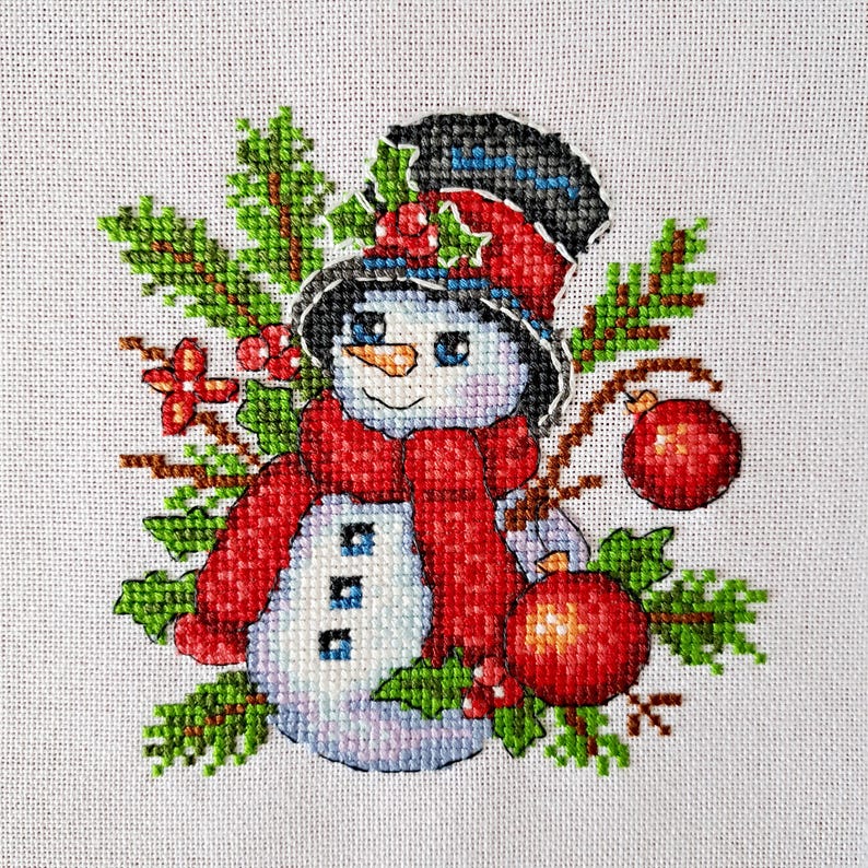 Snowman Ornament Cross Stitch Pattern - Christmas - Christmas Tree ...
