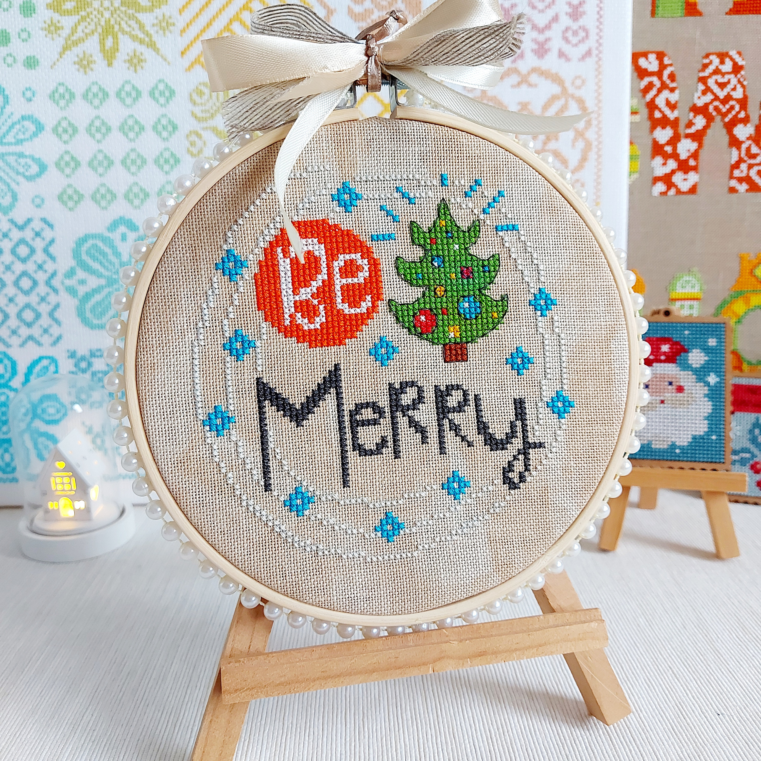 Christmas Cards Cross Stitch Pattern - Be Merry - Snow - Holly Jolly ...