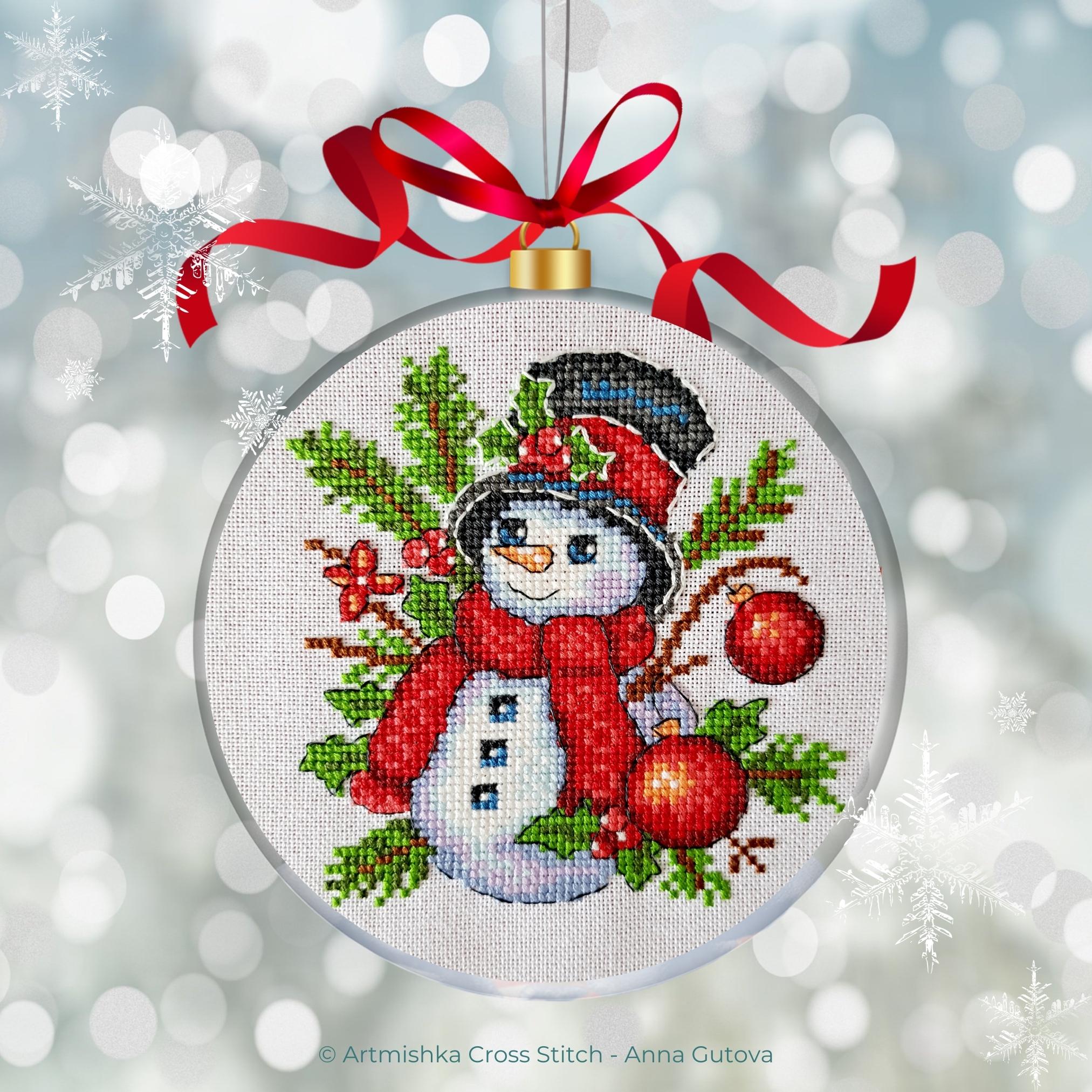 Snowman Ornament Cross Stitch Pattern - Christmas - Christmas Tree ...