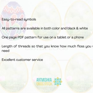 Easter Eggs Cross Stitch Pattern - Set of 6 Whimsical Festive Ornaments ...
