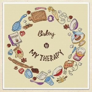 Baking is my therapy Cross Stitch Pattern - Kitchen Supplies - Cooking Ingredients - Instant PDF download - Artmishka