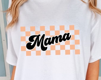 Shirt Mama Checkerboard Oversized Mama Shirt Retro Mama Shirt Gift For Mom Shower Gift Tshirt First Mothers Day Gift Mothers Day Presents