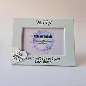 Personalised Scan Photo Frame, Daddy To Be Gift, Hand Painted Pine Frame