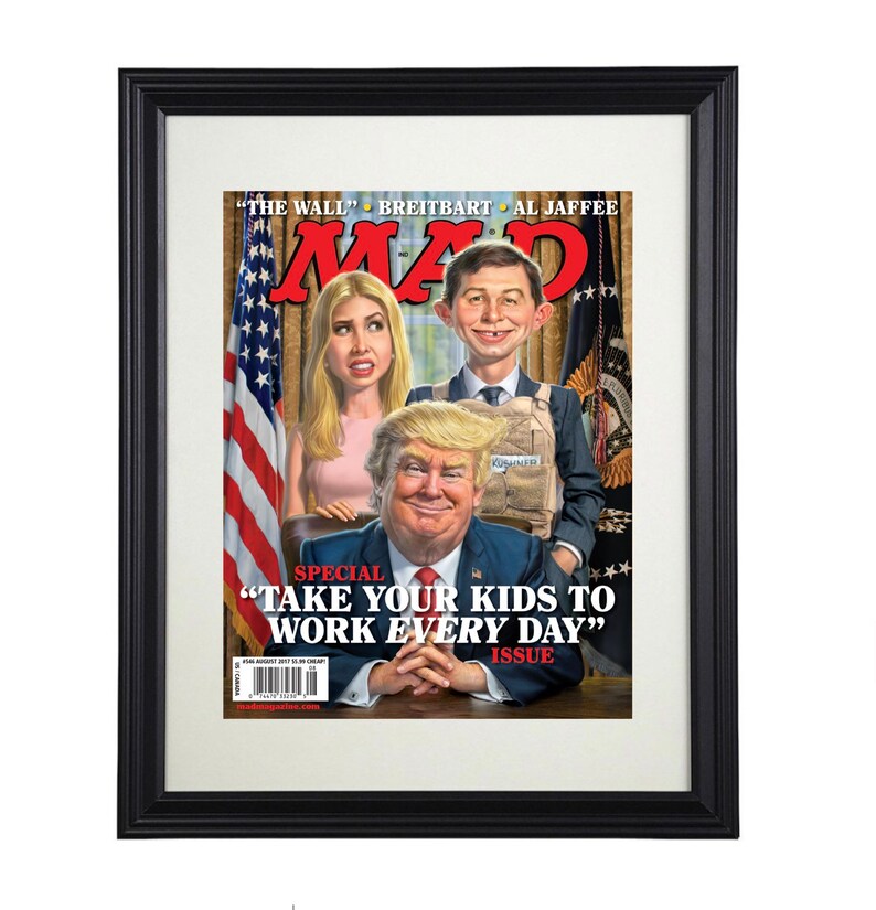 MAD magazine cover President TRUMP Matte and Framed image 0