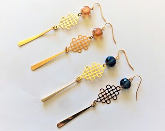 Boucles D'oreilles Pendantes Silverly - Argent 925, Nacre Et Motif Celtique - Neuves