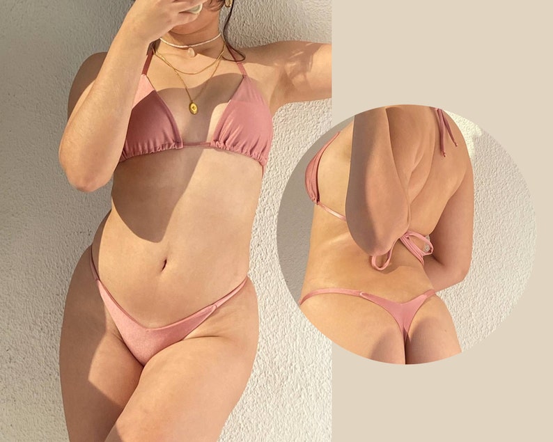 BIKINI AFRODITE Classico bikini perizoma vita bassa con parte anteriore a V, top bikini a triangolo immagine 2