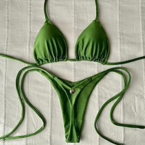 THONG BIKINI INES - Brazilian Thong Bikini – Triangle Top, Adjustable Side Ties