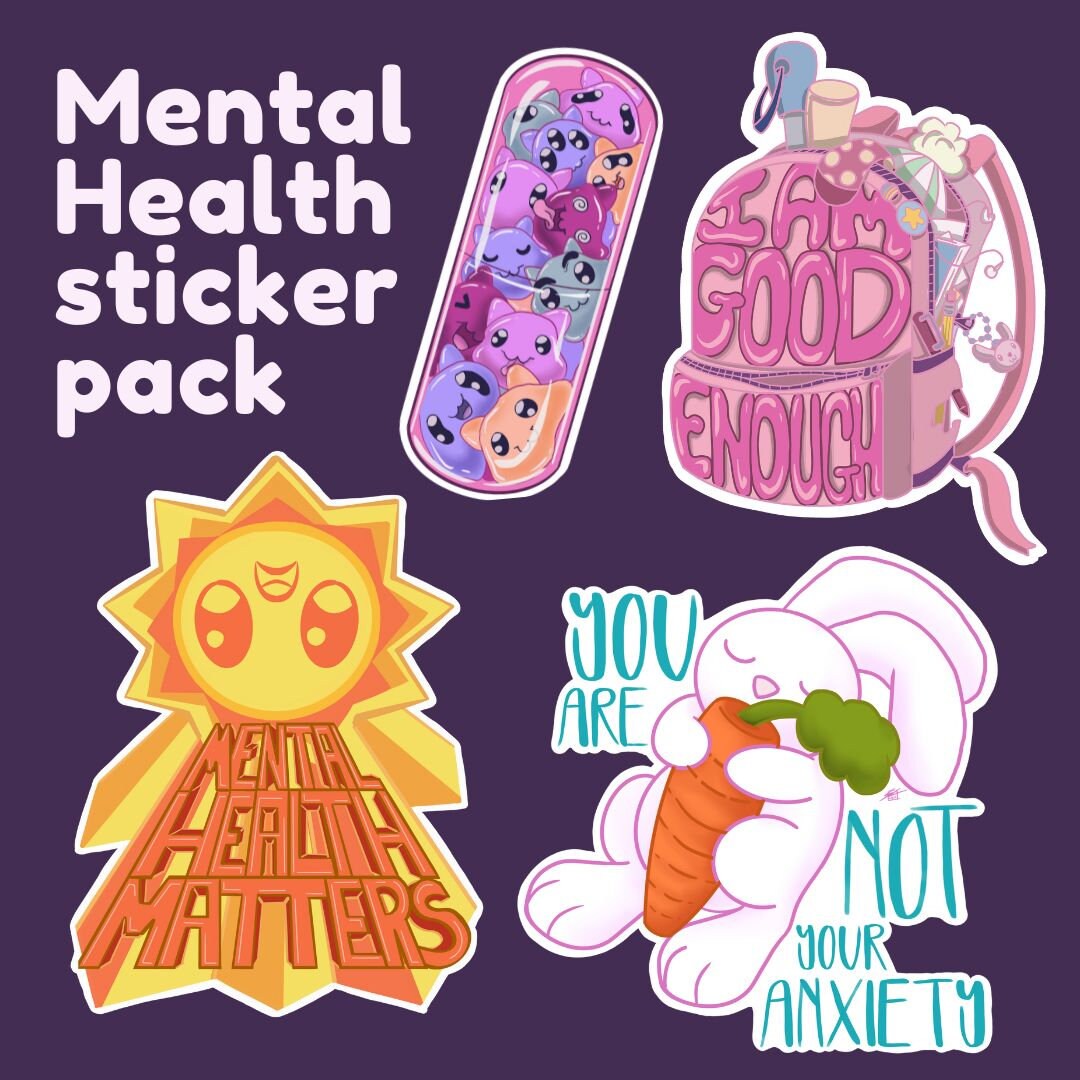 Mental Health Stickers - BUNDLE, Self Love, Affirmations, Positive ...