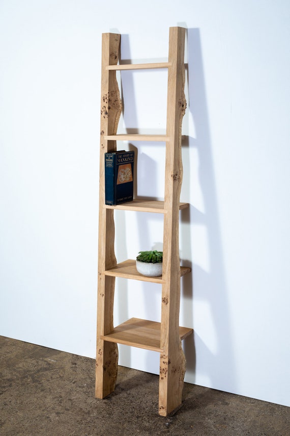 Rustic Oak Shelving Ladder Live Edge