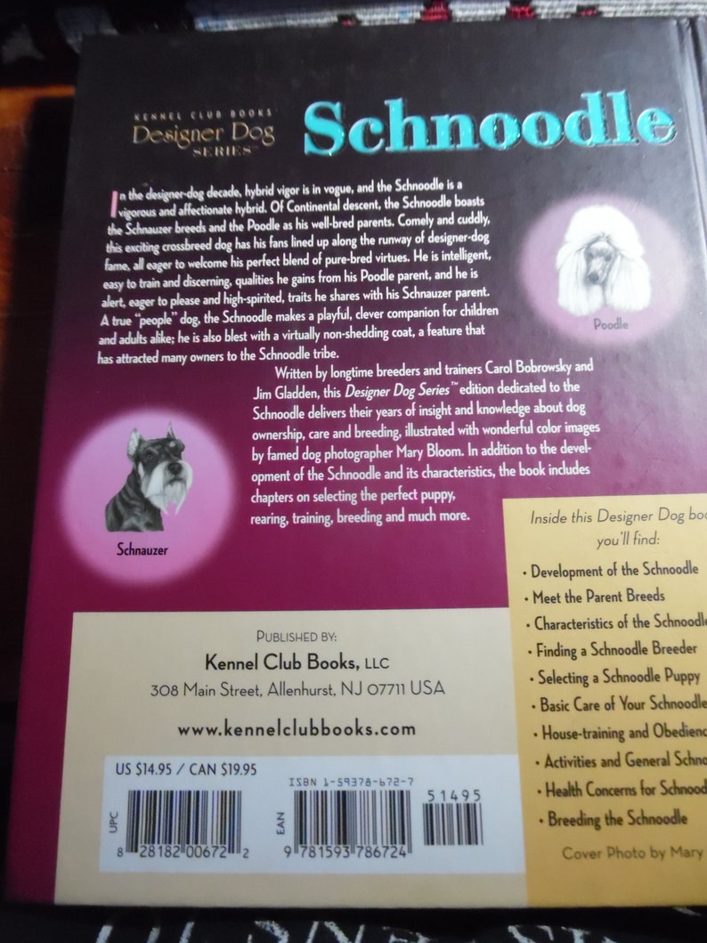 Schnoodle kennel club books Hardback 123 pages about the dog breed schnoodle