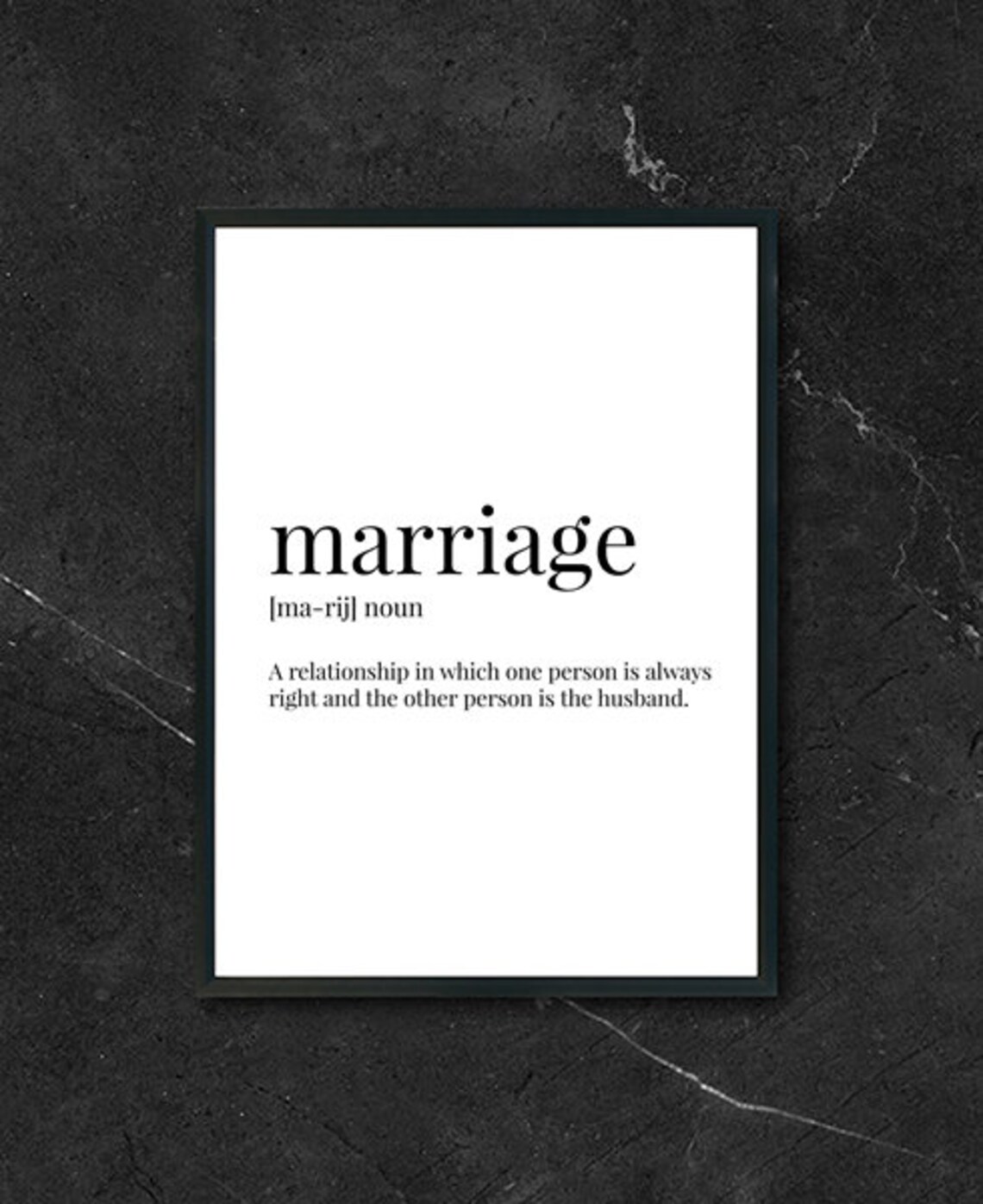Marriage Definition Printable Wall Art Funny Quote Poster Etsy 