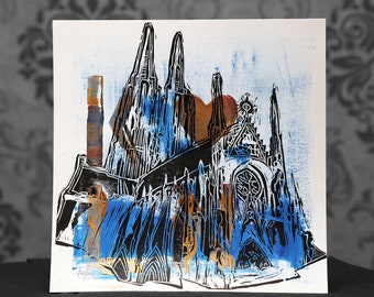 Cologne Cathedral PopArt | Linoprint on cardboard IV
