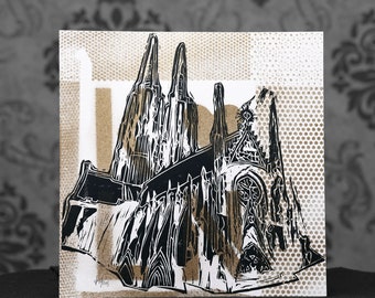 Cologne Cathedral PopArt | Linocut on cardboard XIII