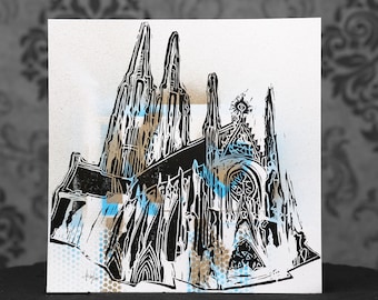 Cologne Cathedral PopArt | Linocut on cardboard XV