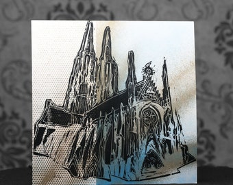 Cologne Cathedral PopArt | Linocut on cardboard XII