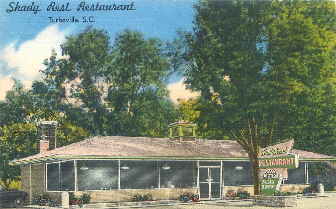 Shady Rest Restaurant Turbeville South Carolina Linen Postcard Etsy