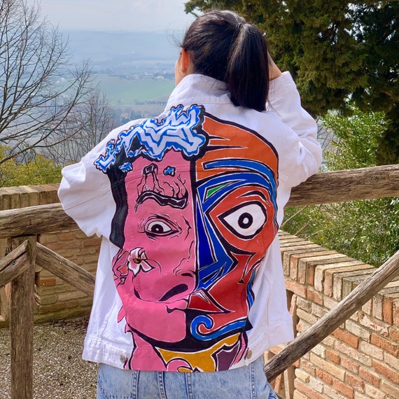 Giacca di Jeans Dipinta a mano DALì PICASSO | Etsy België