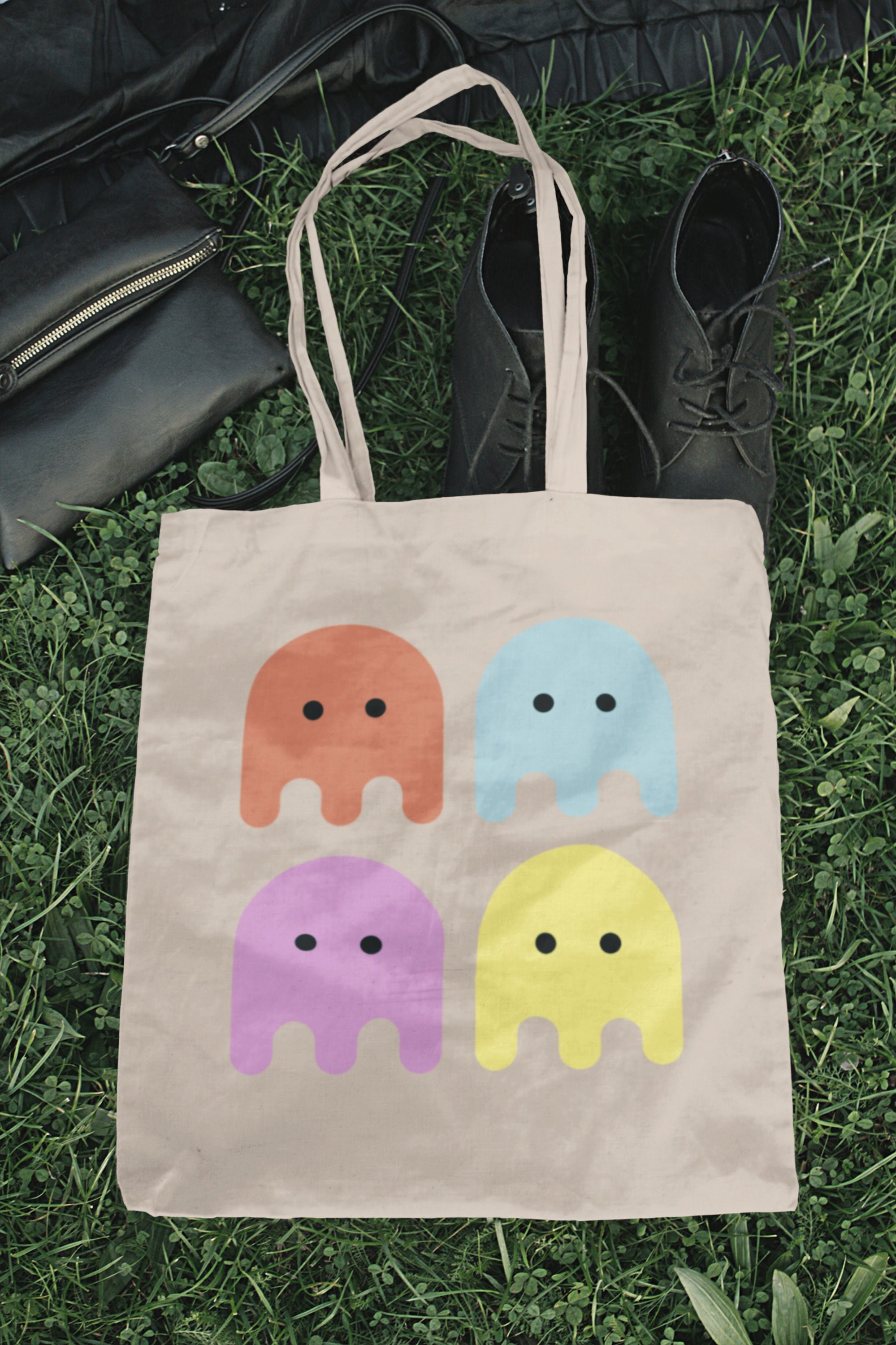 Pacman Ghost Tote Pacman Bag Aesthetic Tote Cute Ghost - Etsy