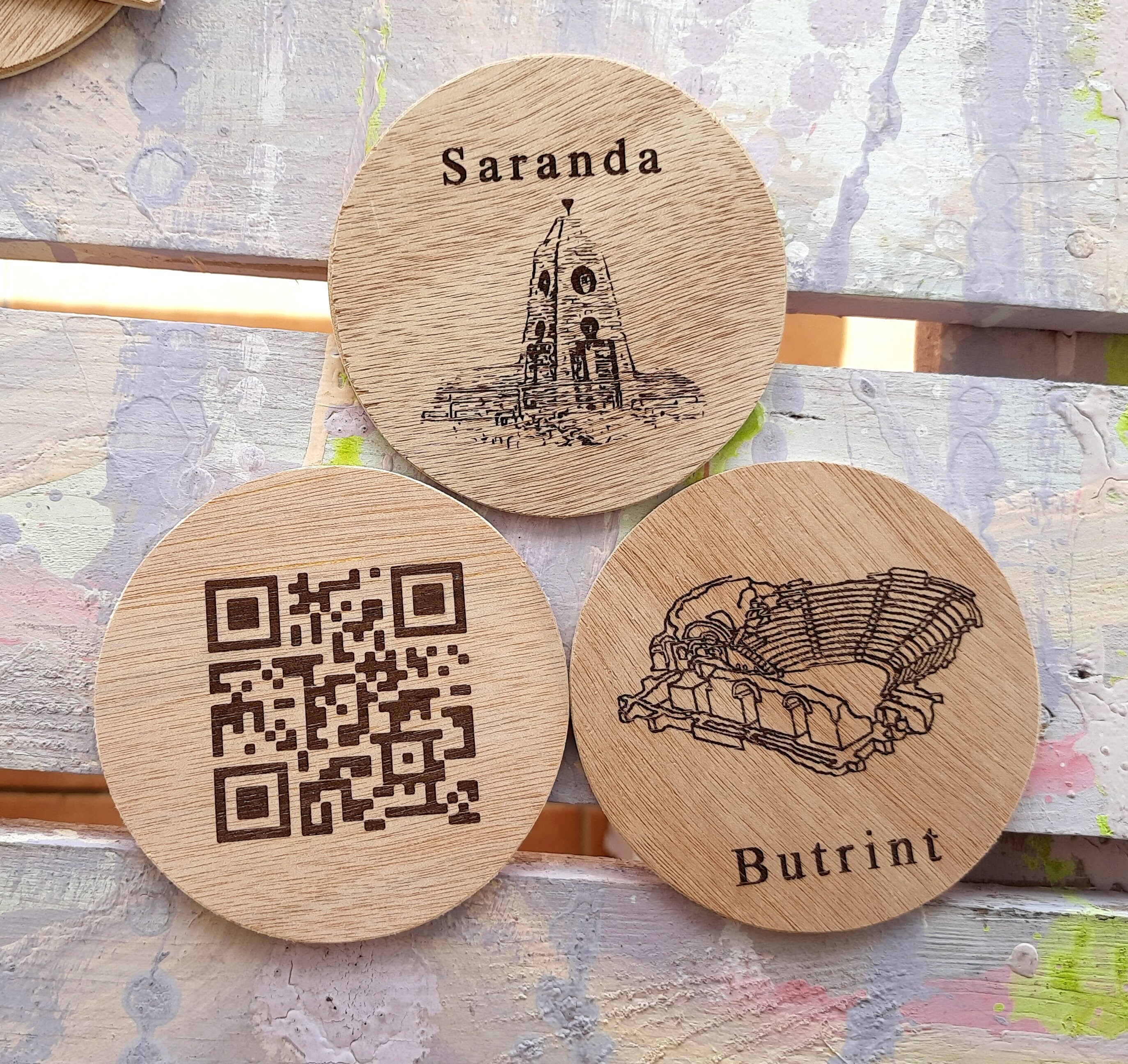 Custom Wooden Coasters With QR Code for Cups 9.7cm/3.9 Etsy