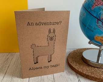 Funny Alpaca Adventure Greetings Card