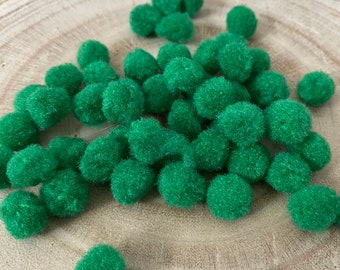 100 x 10mm Green Pom Poms