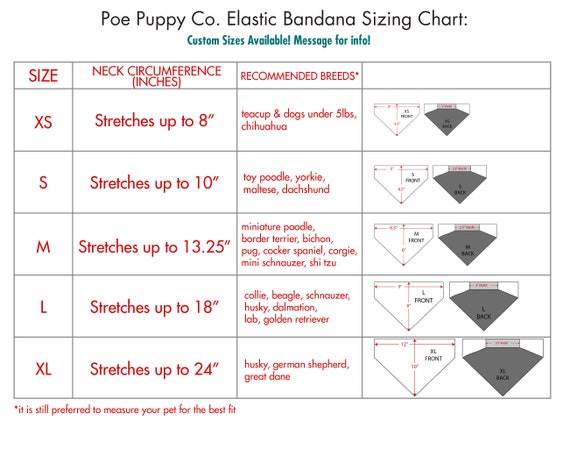 Dog Bandana Size Chart