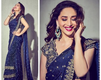 Blue saree for wedding party Clearance