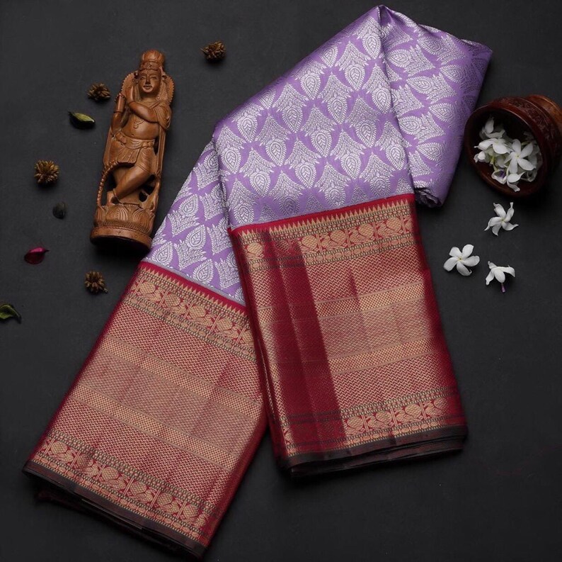 Purple Colore Designer Bold And Beautiful Saree Indian Traditional Saree Bollywood Style Exclusive Party Wear Kanchipuram Silk Saree