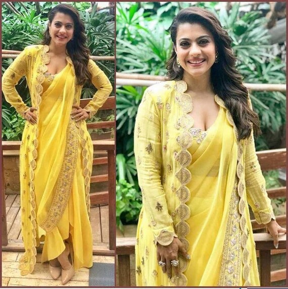 Embroidery Work Koti Style Saree With Bollywood Style Designer Etsy
