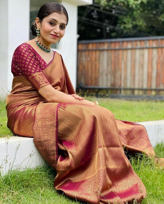 Maroon colour wedding silk sarees sale