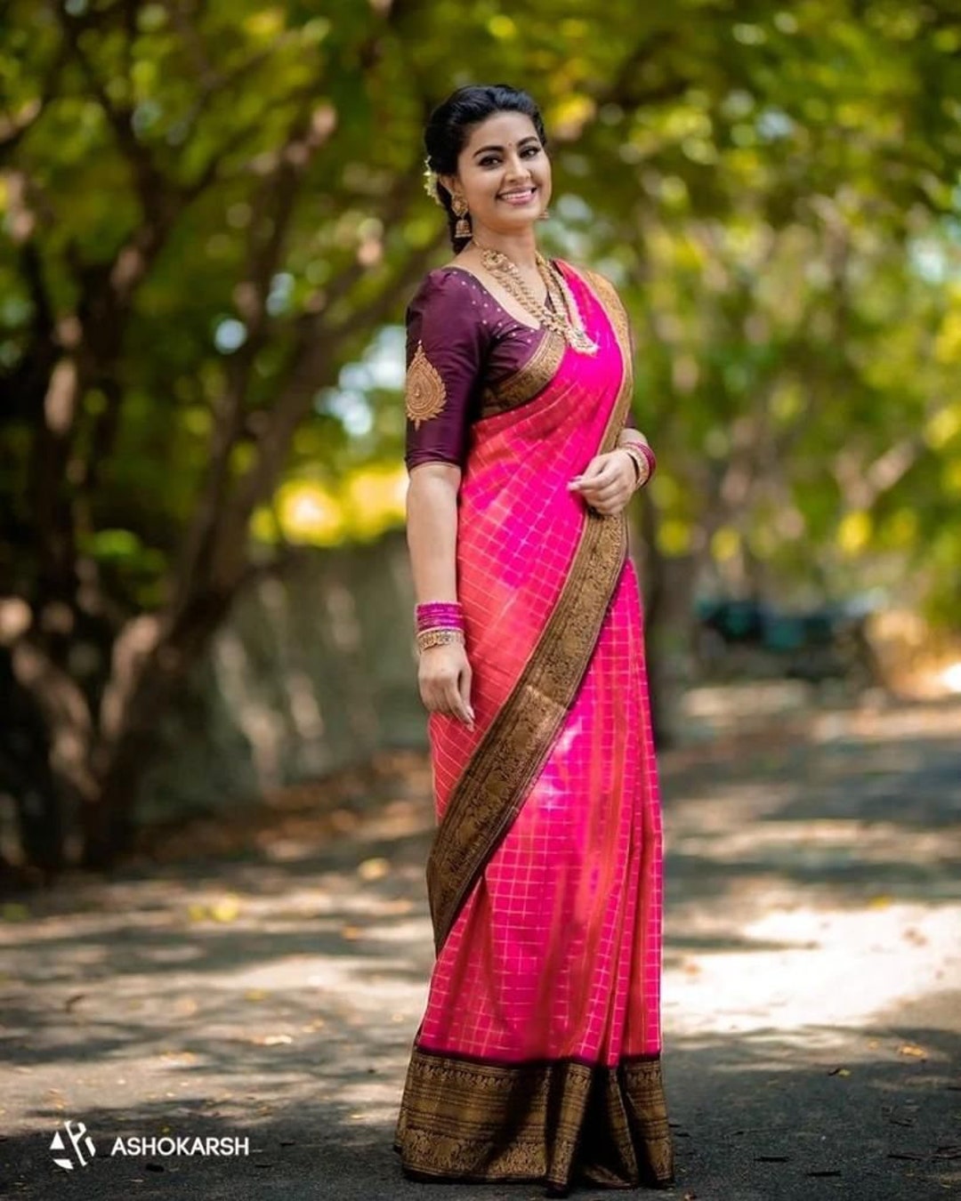 Buy Pink Color Designer Banarasi Silk Saree With Exclusive Blouse Online in  India - Etsy