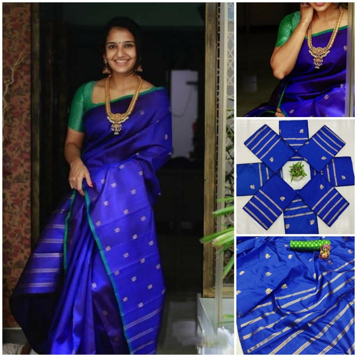 Royal Blue Colore Designer Bold and Beautiful Saree Indian - Etsy