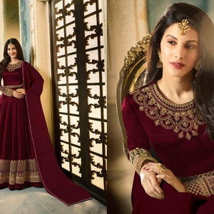 Maroon ethnic gown sale