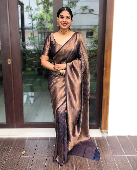 Coffee Color Designer Bold and Beautiful Saree Indian - Etsy