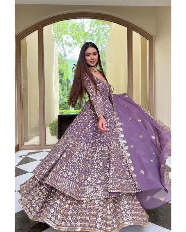 Best purple designer lehenga choli for Book Looks