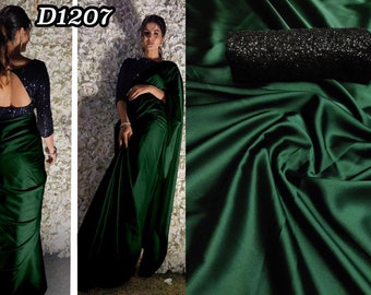Green Colore Designer Saree Satin Silk designer saree with Exclusive blouse party wear saree Bollywood Style saree