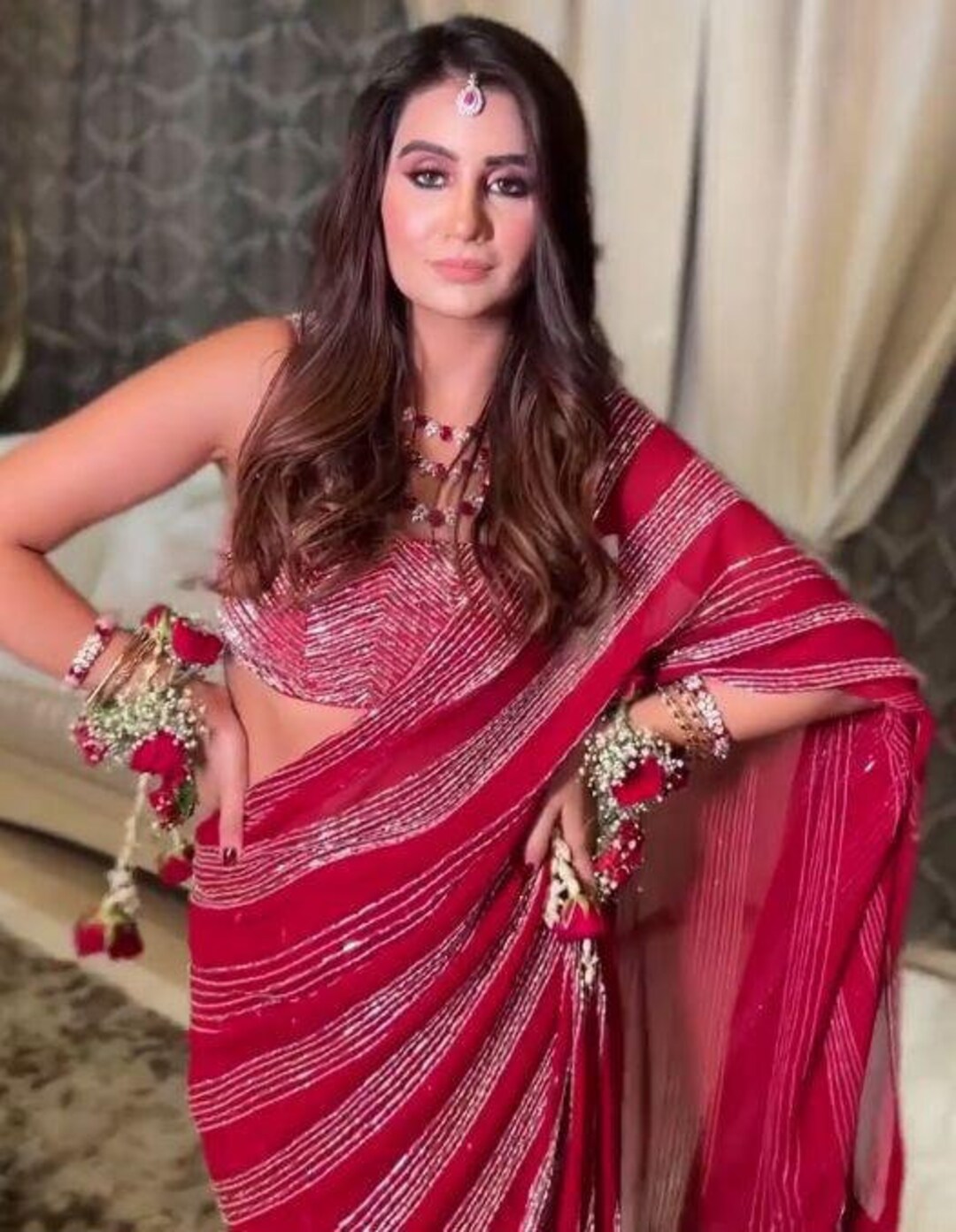ready-to-wear-red-saree-blouse-net-with-designer-sequnce-work-saree