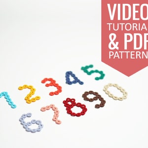 Needle tatting PDF pattern & video tutorial of tatted Numbers. Detailed diagrams, written instructions, video tutorials