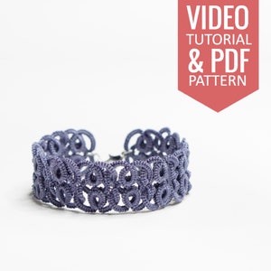 Needle tatting PDF pattern & video tutorial of Celtic lace bracelet. Detailed diagram, written instructions, and video