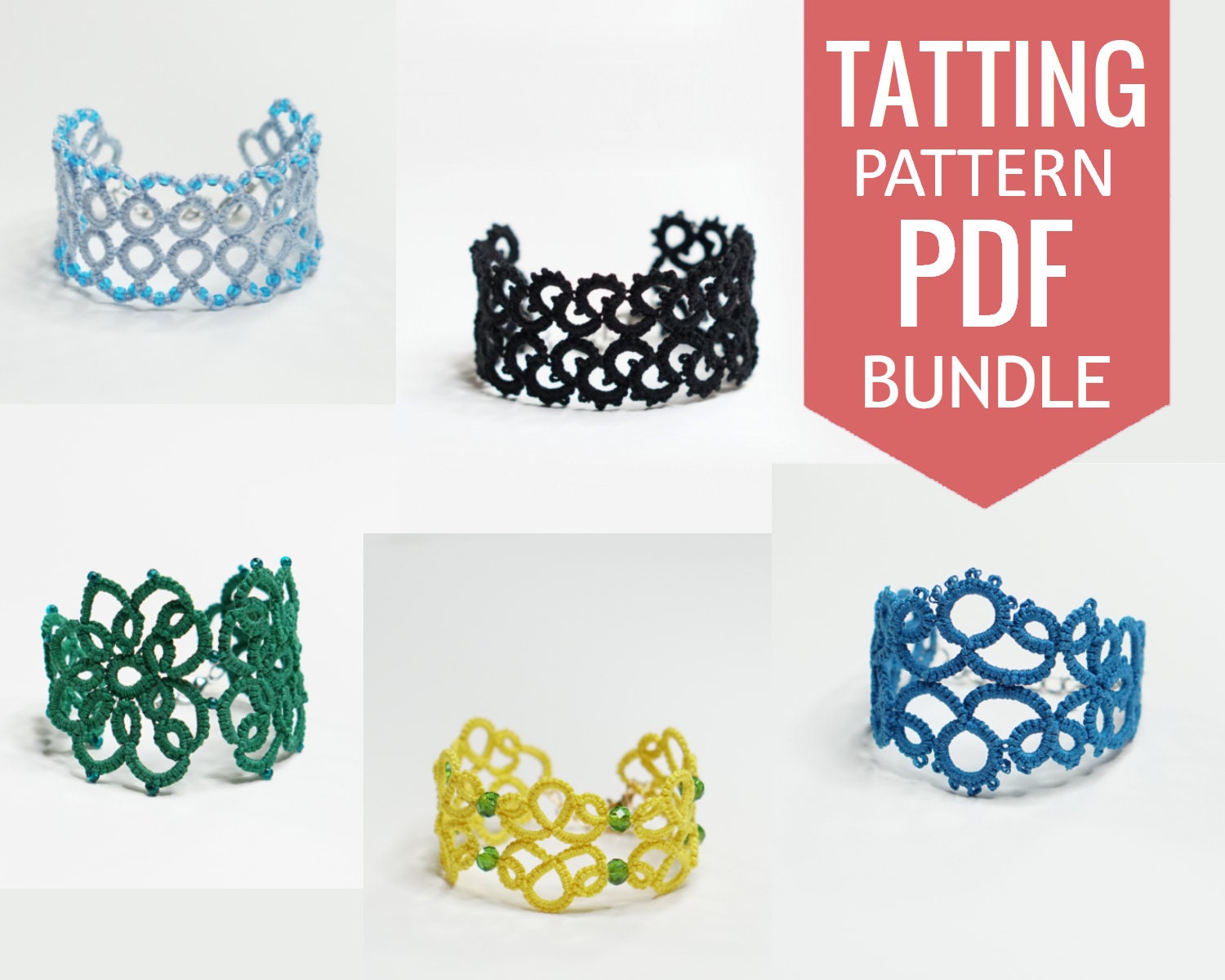 Needle tatting PDF pattern bundle. Mix of 6 tatting patterns. | Etsy