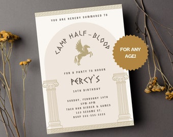 Percy Jackson Camp Half-Blood Inspired Birthday Invitation | Instant Download | Editable Template