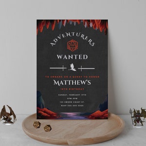 Dungeons & Dragons geïnspireerd verjaardagsuitnodiging | Direct downloaden | Bewerkbare sjabloon