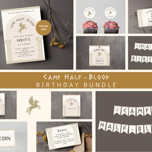 Percy Jackson Camp Half-Blood Inspired Birthday Bundle | Instant Download | Editable Templates