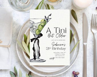 A Tini Bit Older Martini Birthday Invitation | Instant Download | Editable Template
